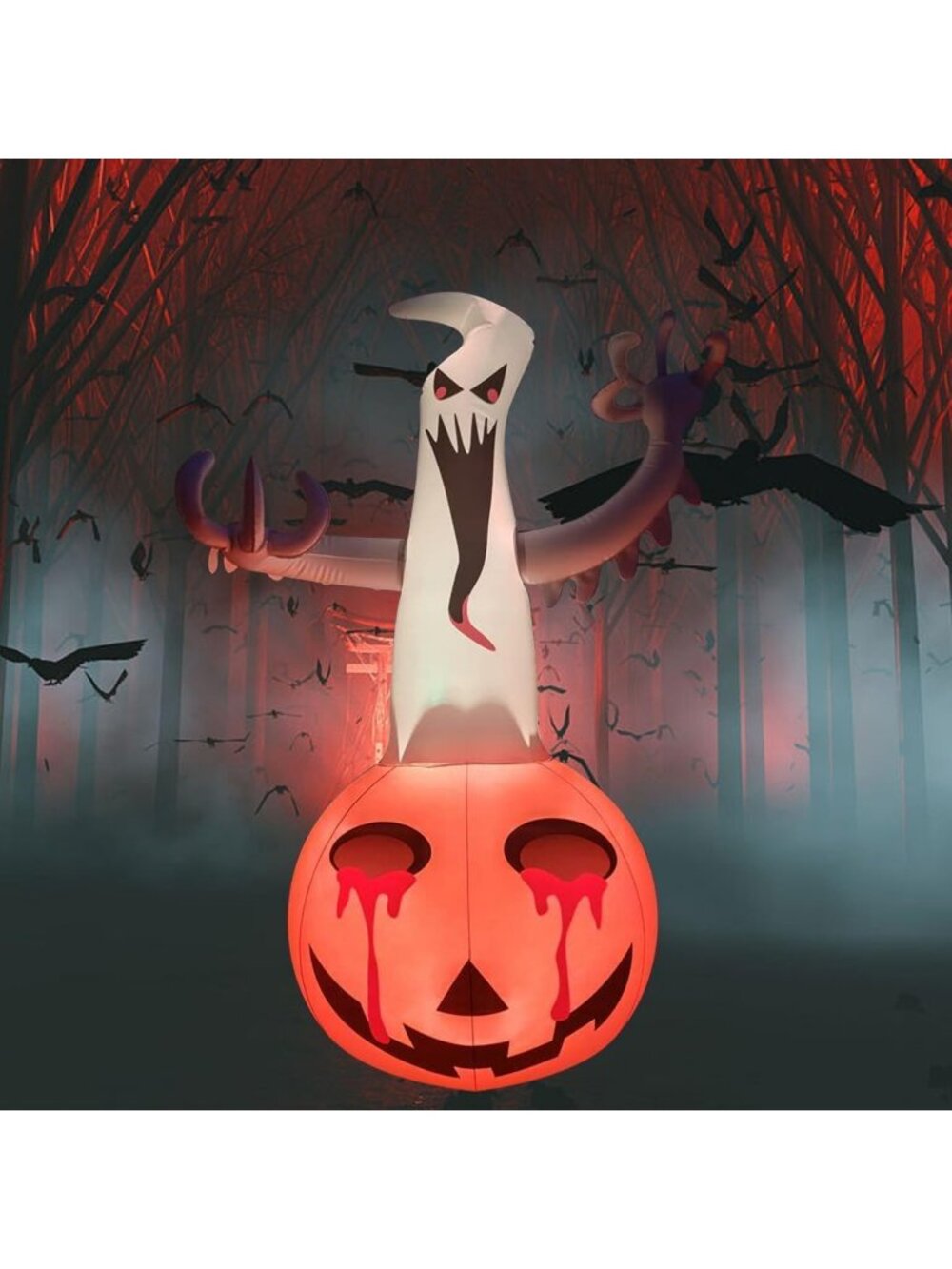 🎃Halloween Inflatables Ghosts 120cm Pumpkin 16 Color Changing Decor LED Light